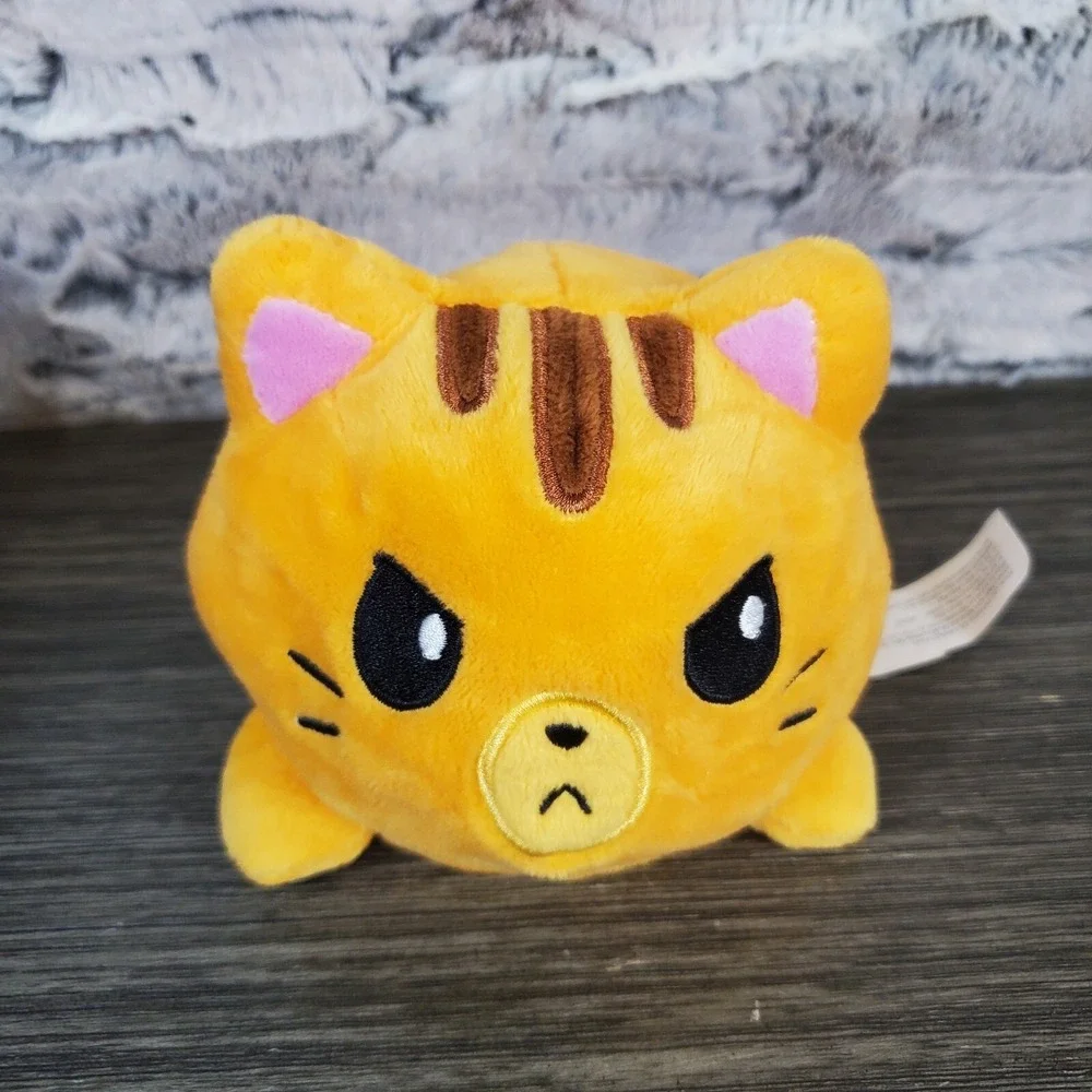 teeturtle Orange Happy/Angry Cat Reversible Plush 4
